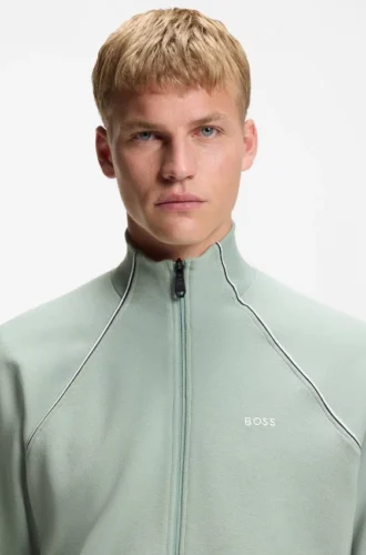 Sweatshirt med kontrastkant i bomullsblandning