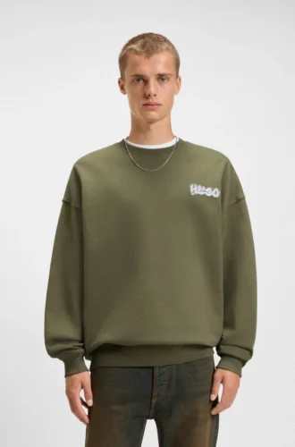 Sweatshirt med logotryck i bomullsfrotté