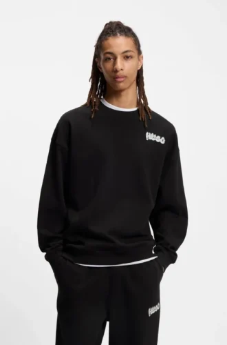 Sweatshirt med logotryck i bomullsfrotté