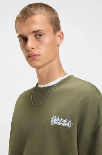 Sweatshirt med logotryck i bomullsfrotté
