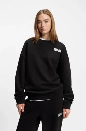 Sweatshirt med logotryck i bomullsfrotté