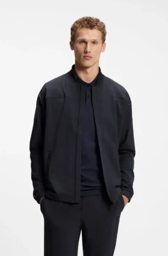Sweatshirt med ramad dragkedja och våffelstruktur