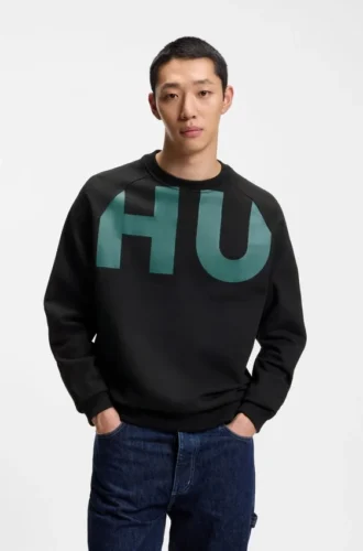 Sweatshirt med stort logo-tryck i bomullsjersey