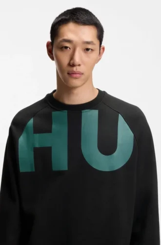 Sweatshirt med stort logo-tryck i bomullsjersey