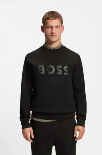 Sweatshirt med ton-i-ton-logotyp i stretchbomull