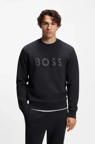 Sweatshirt med ton-i-ton-logotyp i stretchbomull