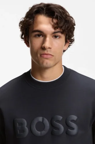 Sweatshirt med ton-i-ton-logotyp i stretchbomull
