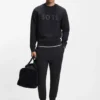 Sweatshirt med ton-i-ton-logotyp i stretchbomull