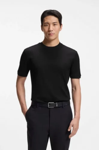 T-shirt i bomull med geometrisk jacquard