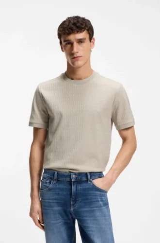 T-shirt i bomull med geometrisk jacquard