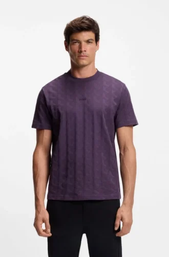 T-shirt i bomull med jacquardmönster