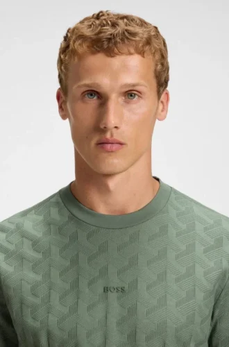 T-shirt i bomull med jacquardmönster