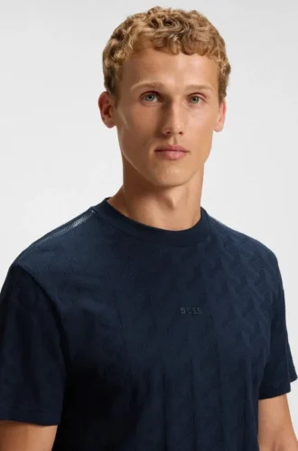 T-shirt i bomull med jacquardmönster