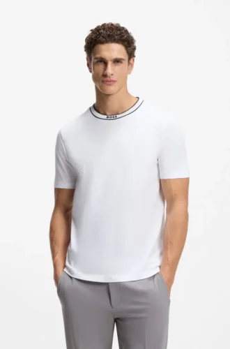 T-shirt i bomull med logotyp och rund hals