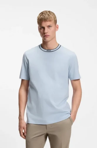 T-shirt i bomull med logotyp och rund hals