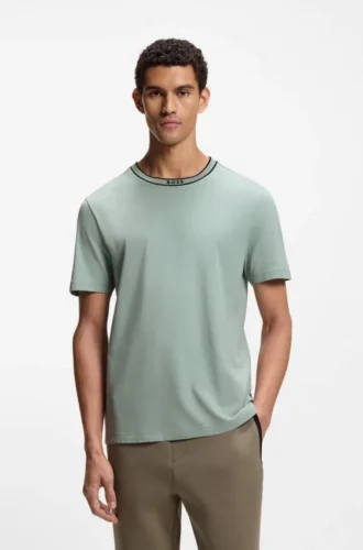 T-shirt i bomull med logotyp och rund hals