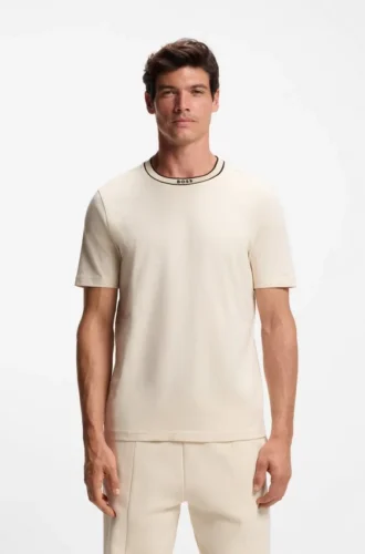 T-shirt i bomull med logotyp och rund hals