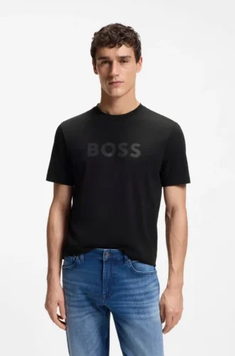 T-shirt i bomull med normal passform och modern logotyp