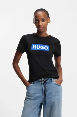 T-shirt i bomull med smal passform och blått boxlogotyp