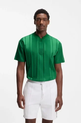 T-shirt i bomull med strukturerade ränder