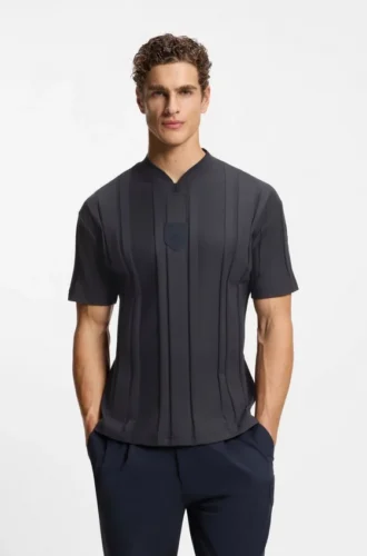 T-shirt i bomull med strukturerade ränder