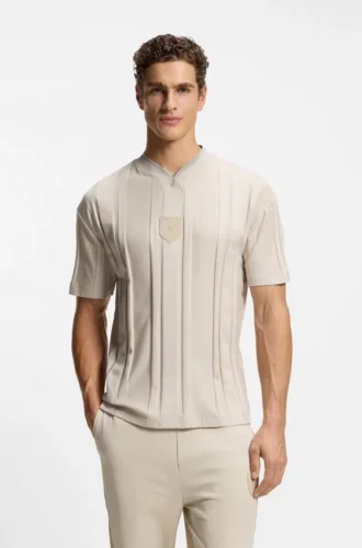 T-shirt i bomull med strukturerade ränder