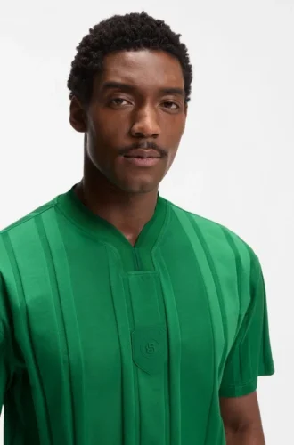 T-shirt i bomull med strukturerade ränder