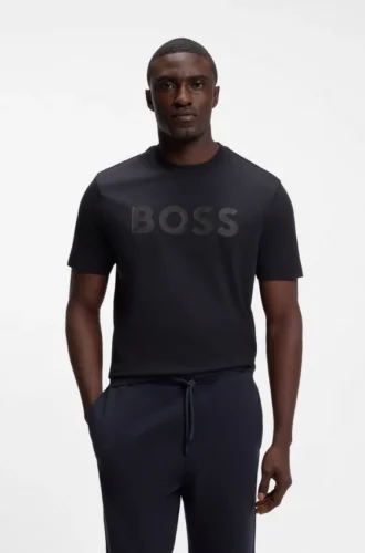 T-shirt i bomull med ton-i-ton-logotyp