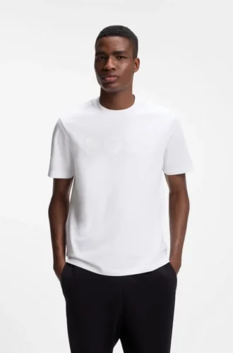 T-shirt i bomull med ton-i-ton-logotyp