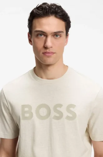 T-shirt i bomull med ton-i-ton-logotyp