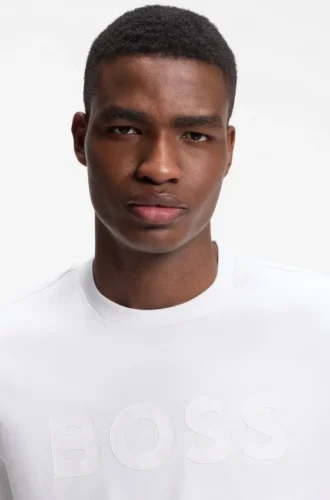 T-shirt i bomull med ton-i-ton-logotyp