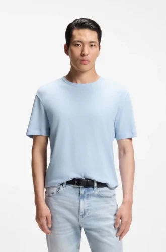 T-shirt i bomull och linne med normal passform
