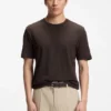 T-shirt i bomull och linne med normal passform