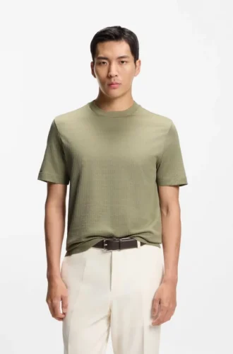 T-shirt i bomull och silke med geometrisk jacquard