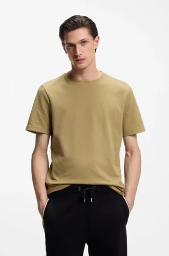 T-shirt i bomullsblandning med bubbeljacquardstruktur
