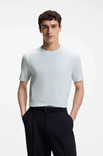 T-shirt i bomullsblandning med bubbeljacquardstruktur