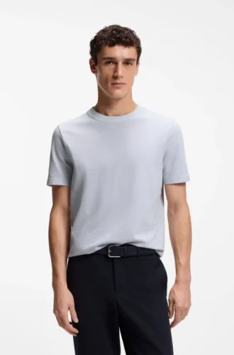 T-shirt i bomullsblandning med bubbeljacquardstruktur