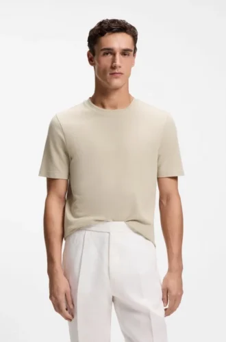 T-shirt i bomullsblandning med bubbeljacquardstruktur