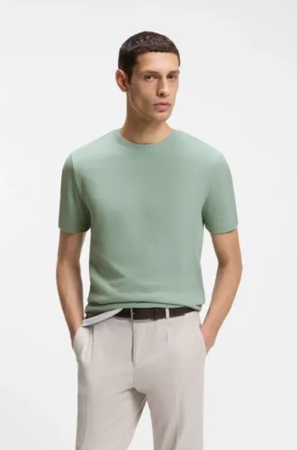 T-shirt i bomullsblandning med bubbeljacquardstruktur