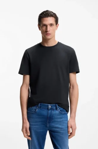T-shirt i bomullsblandning med bubbeljacquardstruktur
