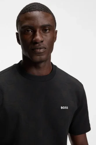T-shirt i bomullsblandning med jacquardmönster i tennisbollar