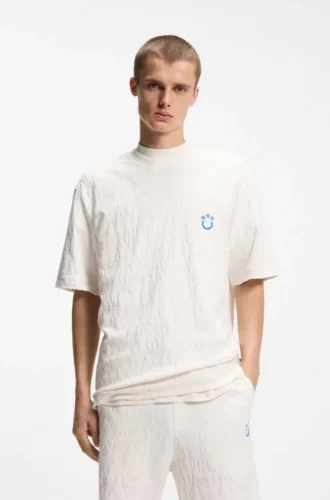 T-shirt i bomullsfrotté med Happy HUGO
