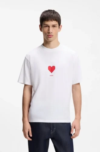 T-shirt i bomullsjersey för alla kön med origami-hjärtmotiv