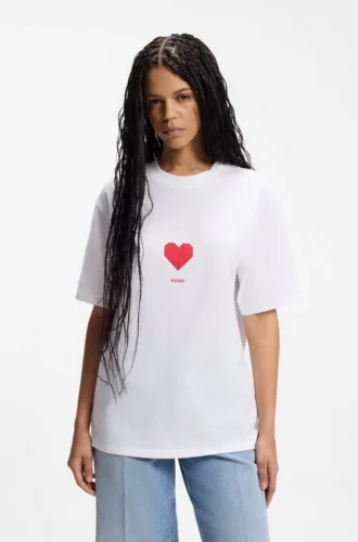 T-shirt i bomullsjersey för alla kön med origami-hjärtmotiv