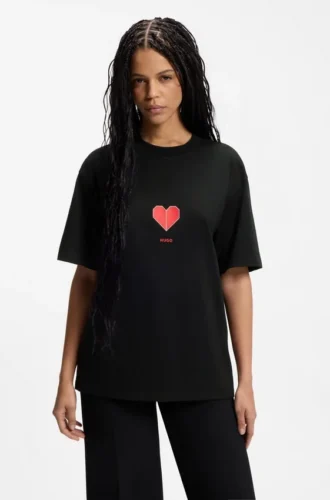 T-shirt i bomullsjersey för alla kön med origami-hjärtmotiv