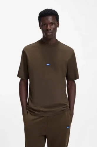 T-shirt i bomullsjersey med blå logotyp