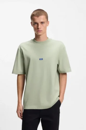 T-shirt i bomullsjersey med blå logotyp
