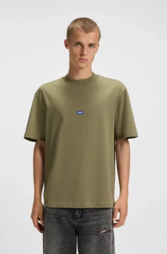 T-shirt i bomullsjersey med blå logotyp