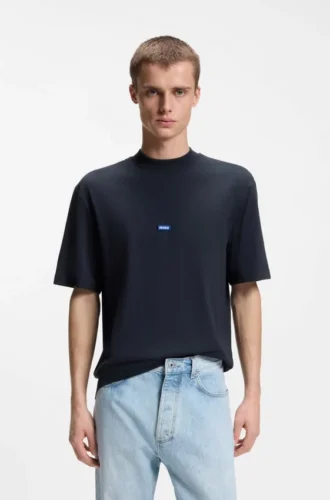 T-shirt i bomullsjersey med blå logotyp