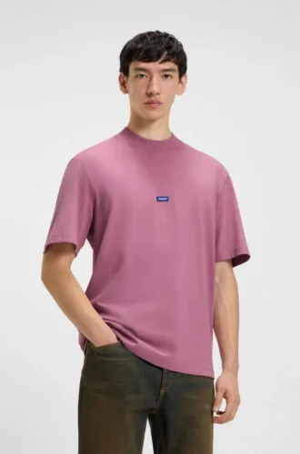 T-shirt i bomullsjersey med blå logotyp
